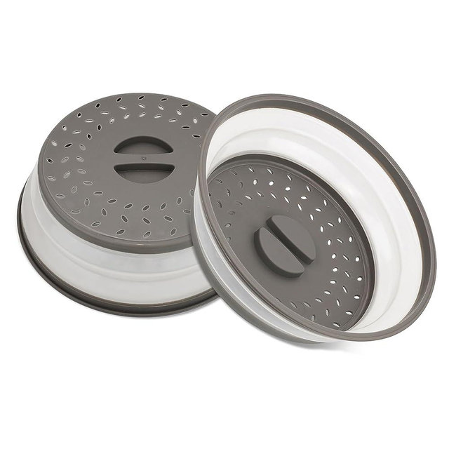 Galleyby Pack of 2 Collapsible Microwave Covers - Microwave Splatter Cover for Food, Space-Saving Design (10.5 Inch) BPA-Free Silicone & Plastic and Dishwasher Safe (Pack of 2)
