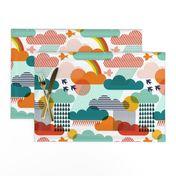 Weather conditions in illustrations and bright colors