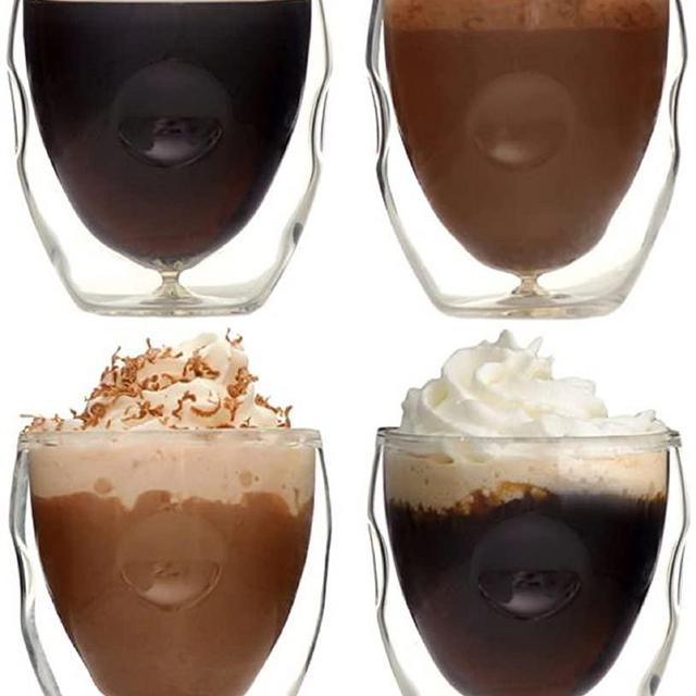 Ozeri Moderna Artisan Series 2 oz Beverage & Espresso Shot Double Wall Beverage Glasses, Set of 4, Clear