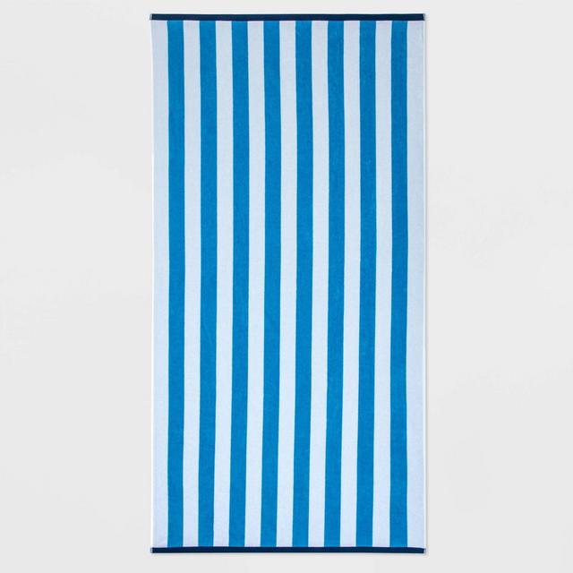 WOW Reversible Beach Towel Blue/White/Navy - Sun Squad™