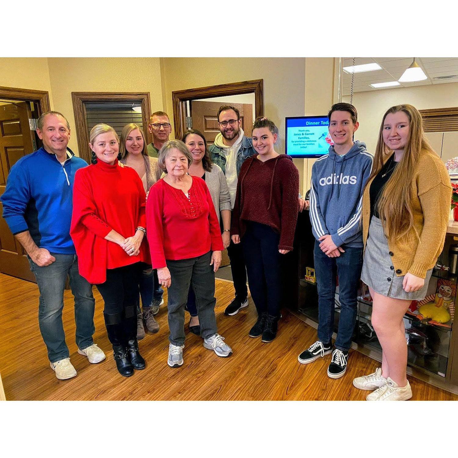 Our first Christmas: Volunteering at the Ronald McDonald house with a bunch of Abbie's family.