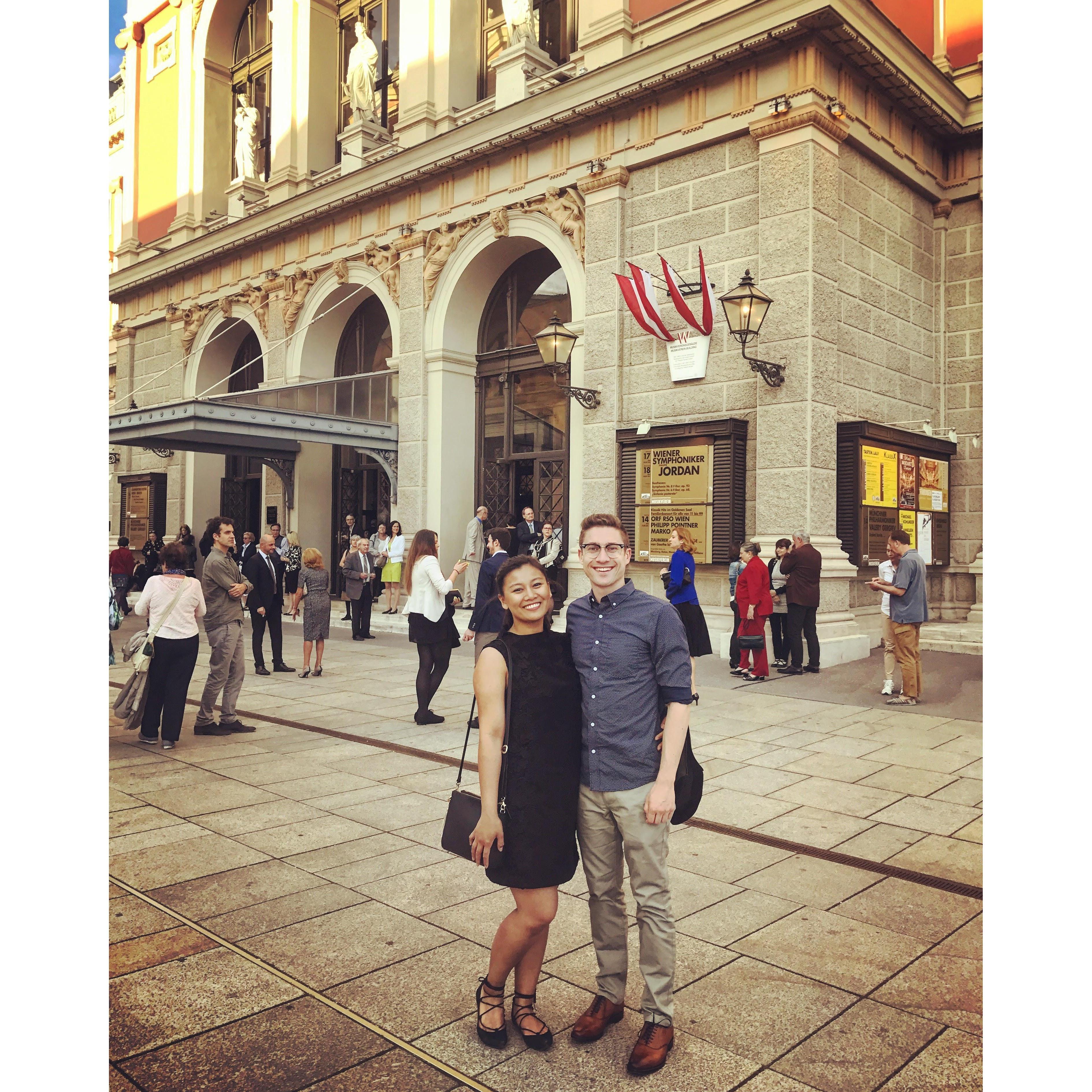 Just before heading into the concert hall to listen to some Mozart in Vienna, Austria. May 2017.