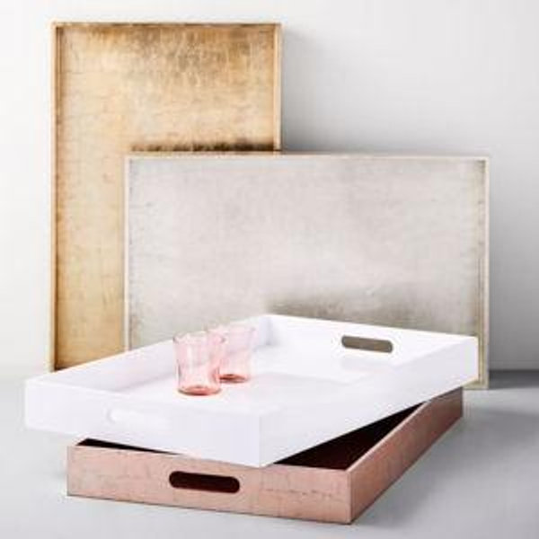 Silver Lacquer Wood Tray (18" x 28")