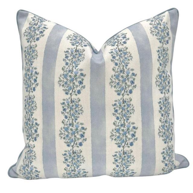Jillien Harbor Throw Pillow for Home Juliet Off-White Blue Floral Pillow Cover Grandmillennial Pillow Cover 20" x 20" Grandmillennial Home Decor (20" X 20") (20"x20")