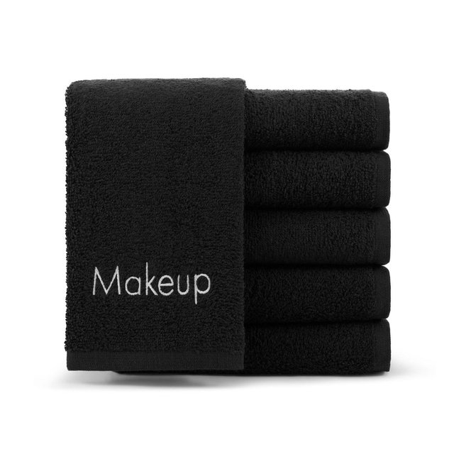 Arkwright Makeup Remover Fingertip Towel , 11x17, 100% Cotton, Embroidered, Black