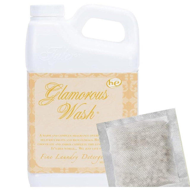 Tyler Candle Company Glamous Laundry Detergent, Diva, Liquid, 128 FL Oz HE Safe/with Dryer Sachet Single Pouch fl