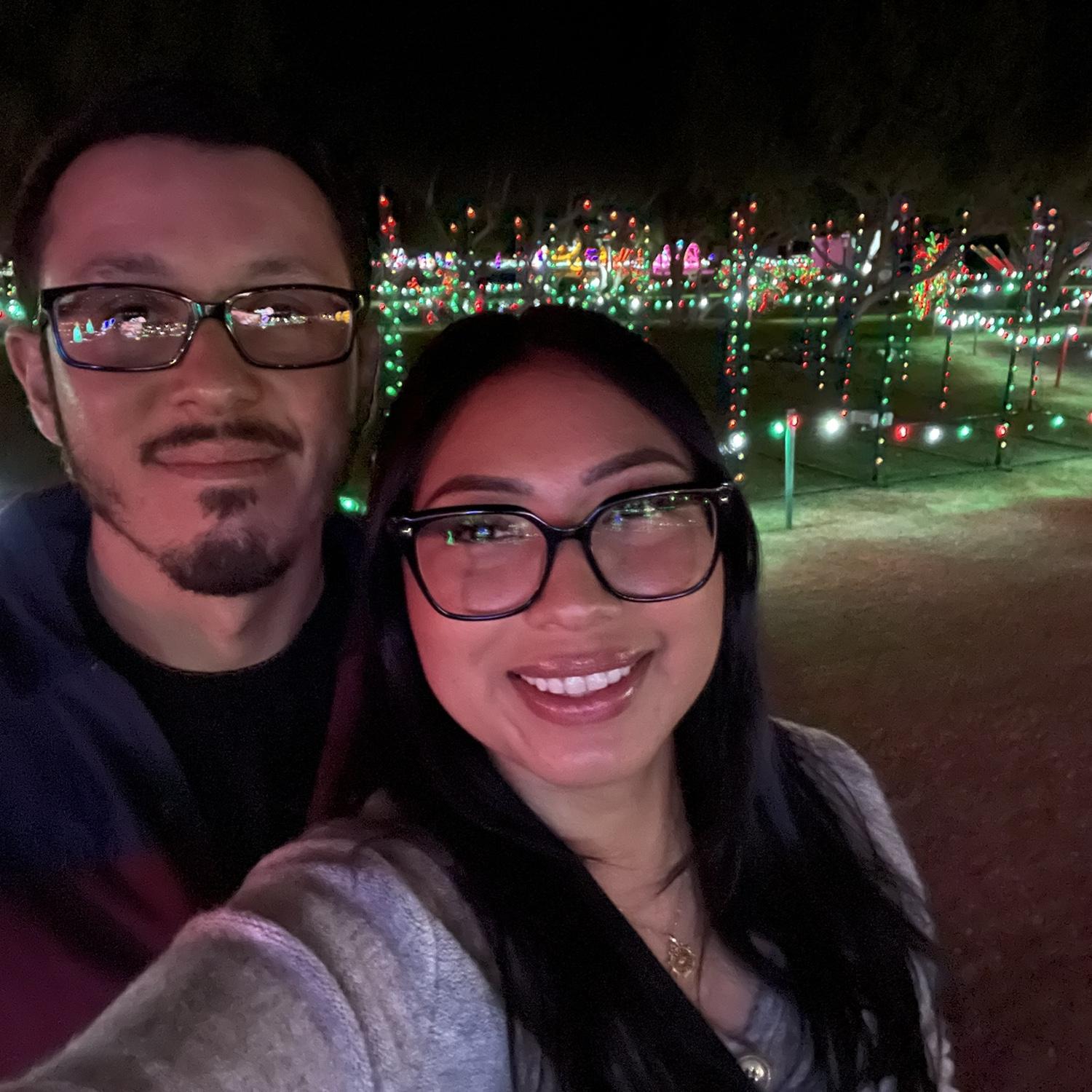 At the polo fields for a Christmas light drive thru. I wanted to go sooo bad and Oscar surprised me with tickets.