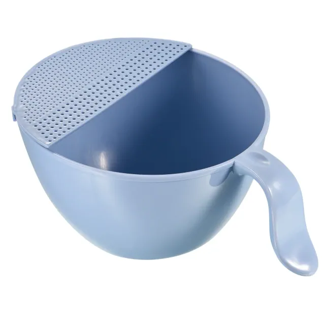 Unique Bargains Kitchen Rice Washing Bowl Strainer Colander Bowl Drain Basket blue