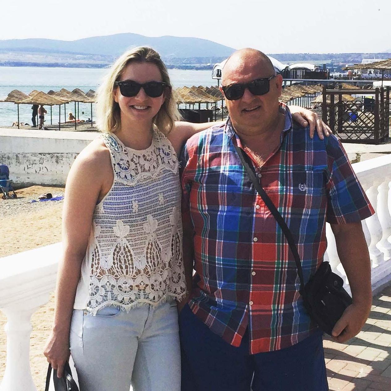 Yulia and her dad Sergei. He is very proud of his daughter, and Yulia is proud back.