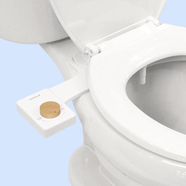 New TUSHY Fresh Bidet: Ultra Slim Toilet Seat Attachment (Non-Electric Self-Cleaning Hygienic Nozzle) Easy DIY Install <10 Min | Adjustable Water Pressure Control (Ultra Slim Fresh, White/Bamboo)