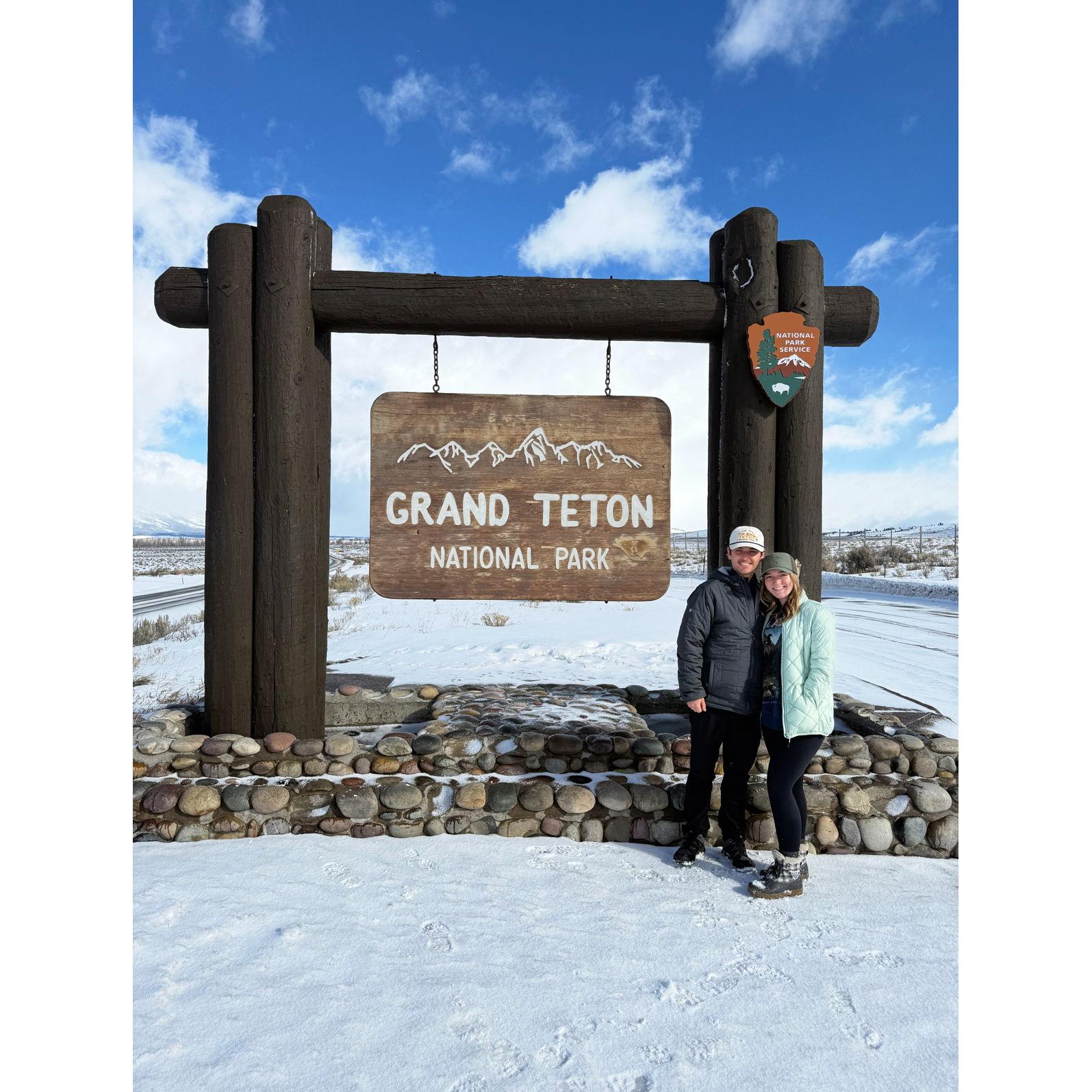 First time in Jackson Hole... Right after this Kyle got some great pics in my "Grand Teton" tank top lol! He was cold to say the least