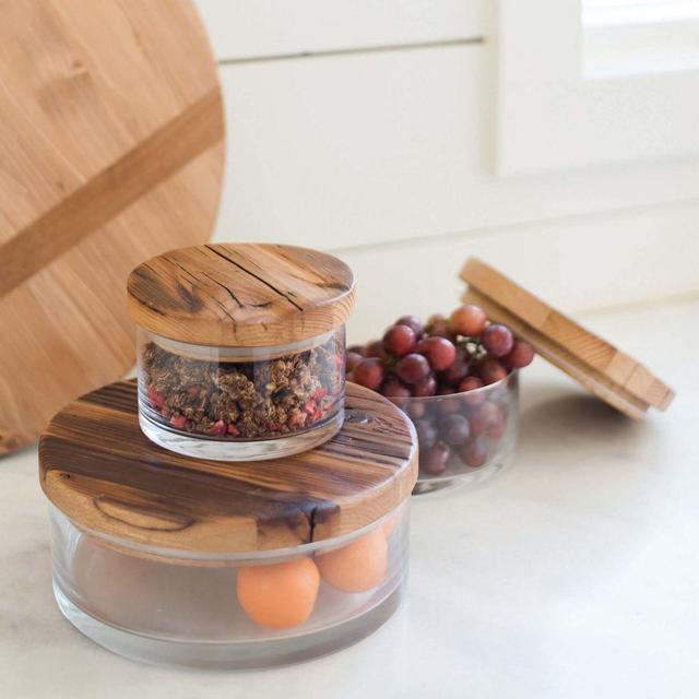 Classic Wood Top Canister, Small, Medium, Large, Set of 3
