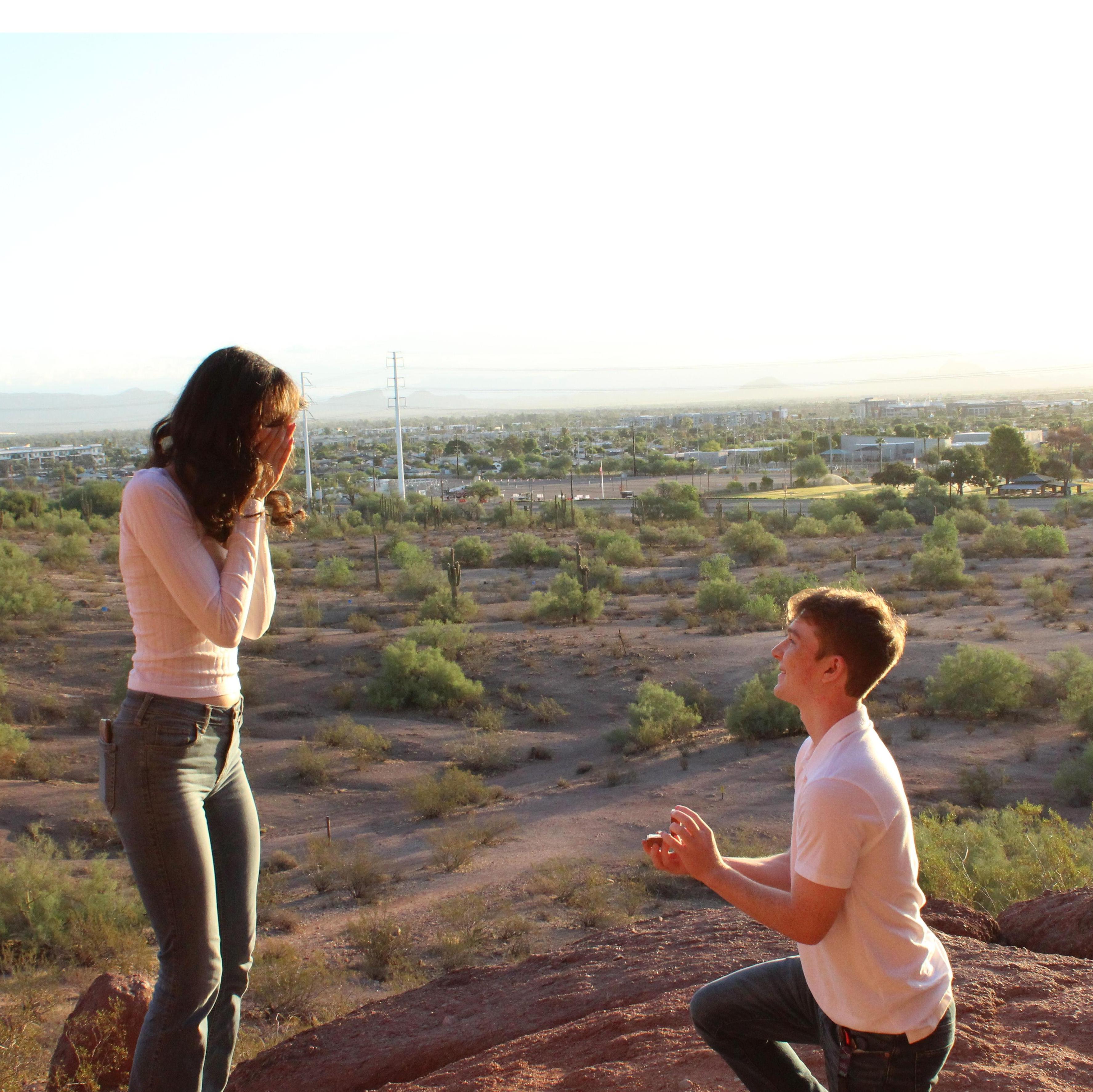 Gavin proposed on September 21st at Papago Park at sunrise.