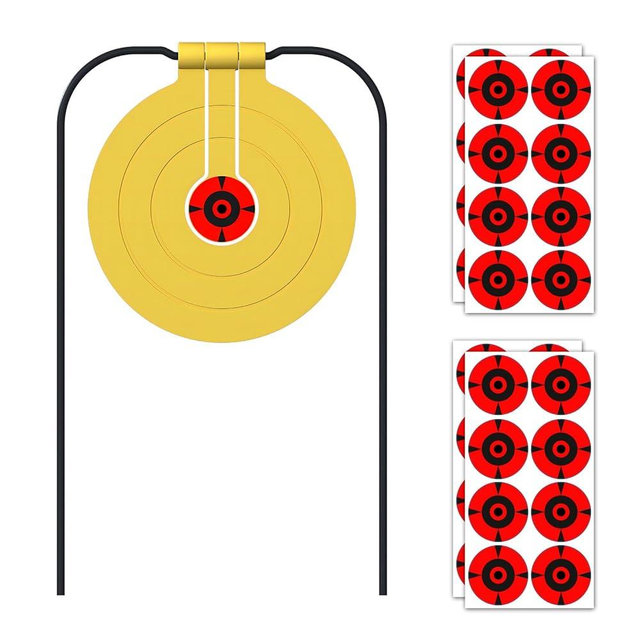 Atflbox Two in One Self-Healing Resetting Target, 8 Inch Gong High Caliber Spinner Target, Shooting Targets for Rifle, Pistol, Airgun, Handgun