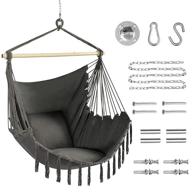 BPS Patio Hammock with Space Saving Metal Stand 300G Fabric Portable Carrying Bag is Included 