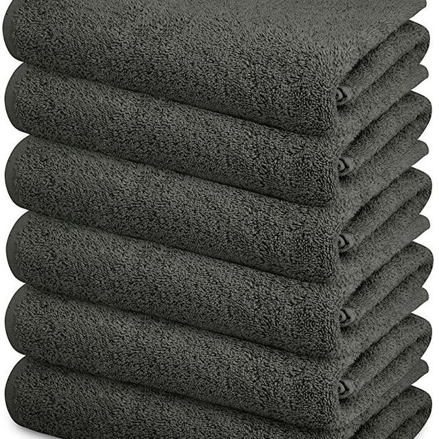 100% Cotton Bath Towels Set 22"x44" Pack of 6 Charcoal Grey Towels Ultra Soft Bath Towels Gym Spa Luxurious Hotel Bath Towel Ring Spun Cotton Bath Towel