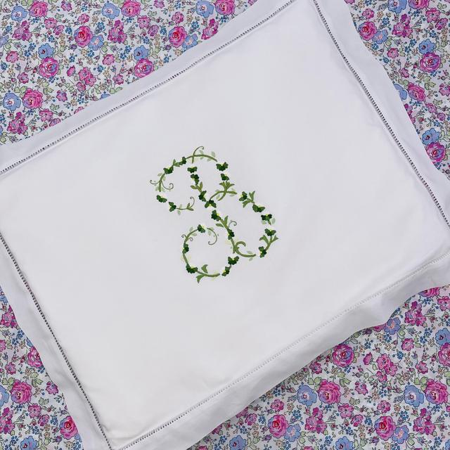 Floral Monogram Boudoir sham - Green (F)