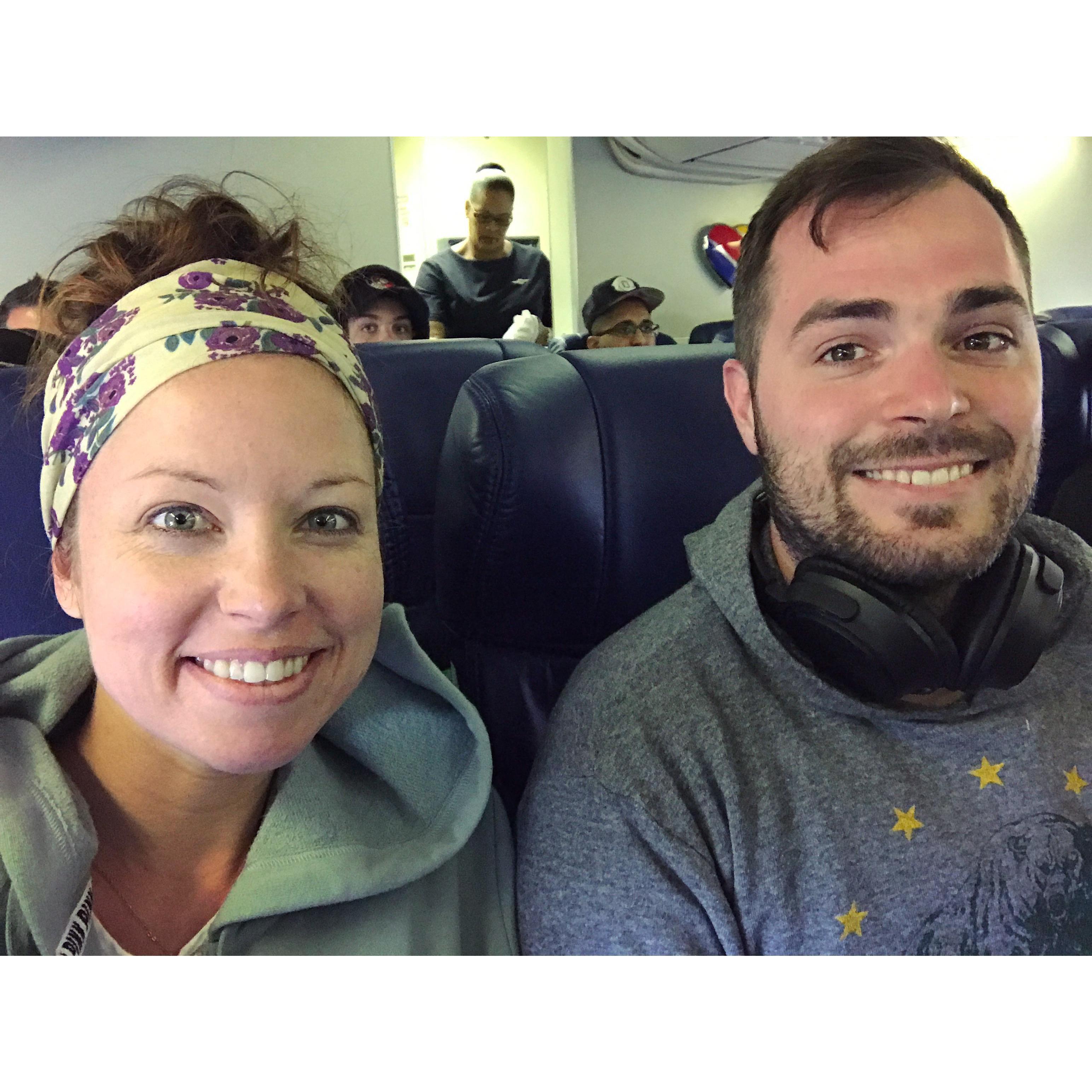 Our first flight together to go visit my grandfather.