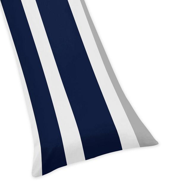 Sweet Jojo Designs Navy and Grey Stripe Body Pillow Case