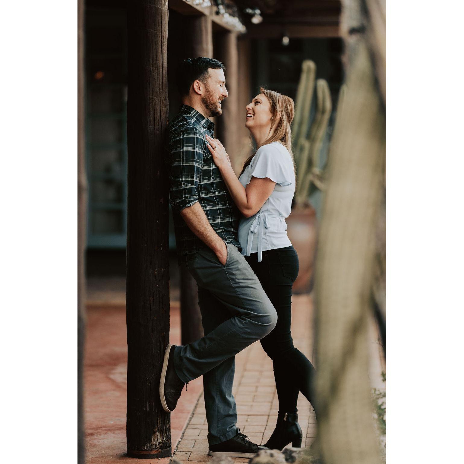 Engagement photos at the Desert Botanical Gardens