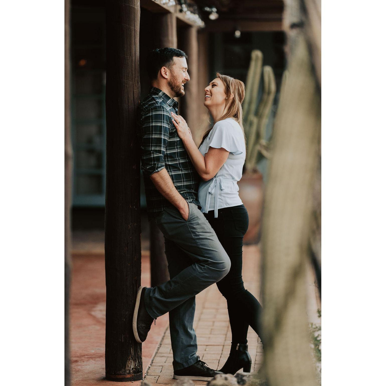 Engagement photos at the Desert Botanical Gardens