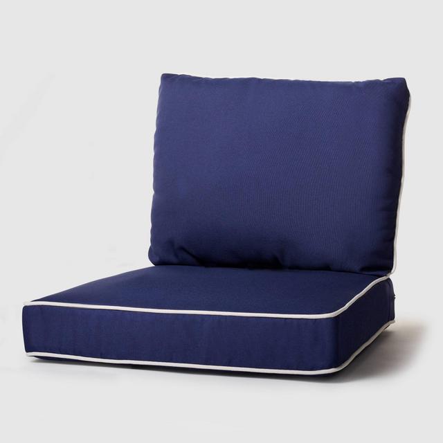 Rolston 2pc Outdoor Replacement Chair Cushion Set Navy/Linen - Haven Way