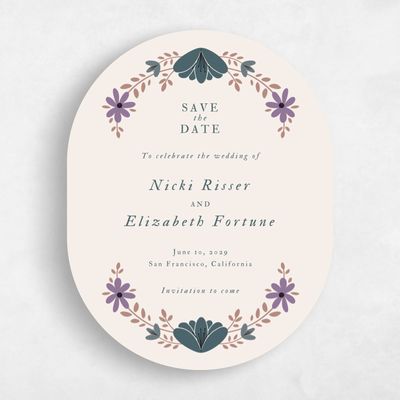 Beige Oval Wedding Save the Date - Terra Portrait