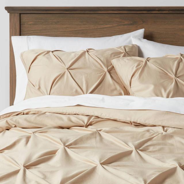 Full/Queen Pinch Pleat Duvet & Sham Set Tan - Threshold™