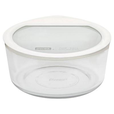 Product description page - Pyrex No leak Glass Lids Storage 7 cup Round - White