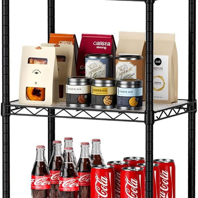 SINGAYE 3 Small Shelves Storage Shelf Wire Shelving Unit Metal Shelf Adjustable Organizers Storage Shelving with Wheels for Bathroom Laundry Room Kitchen Pantry11.5”D x 17.3”W x 30”H Black