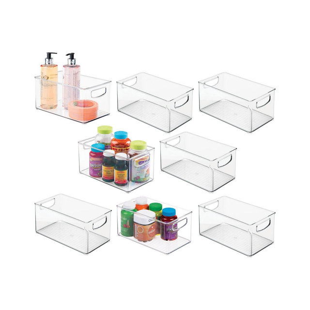 mDesign Plastic Bath Vanity Storage Organizer Bin with Handles, 8 Pack, Clear, USA Made