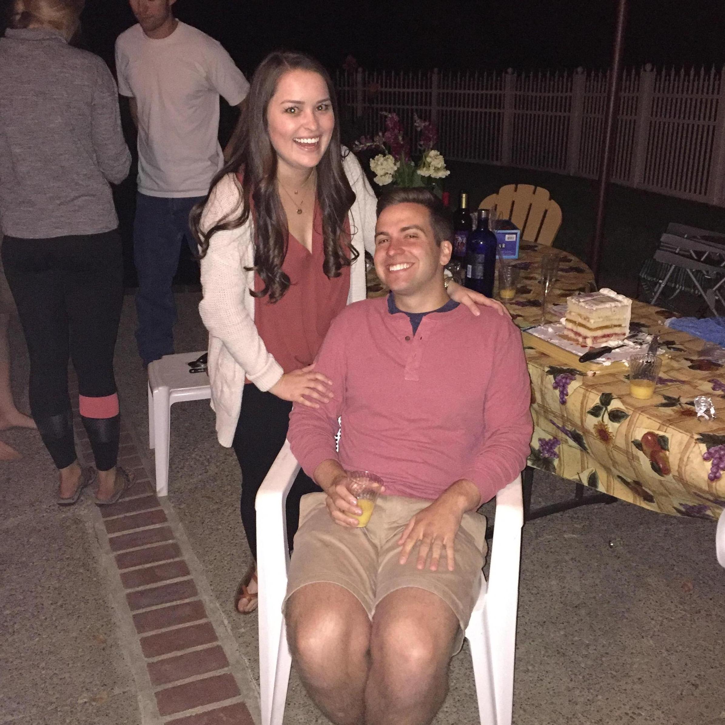 The famous photo from the night Kayla and Griff met at Sam and Joel's engagement party! October 1, 2016