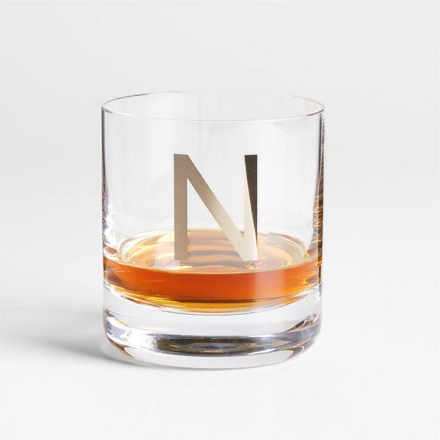 "N" Monogrammed Double Old-Fashioned Glass