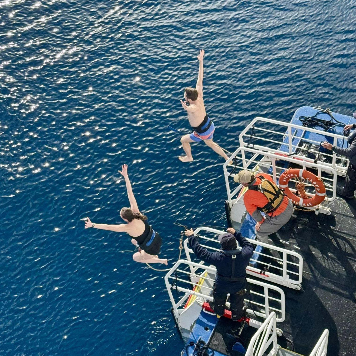 Jumping into the 3° water in Antarctica