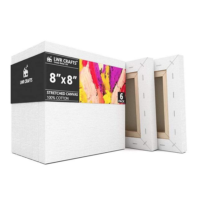 LWR CRAFTS Stretched Canvas 8" X 8" Pack of 6
