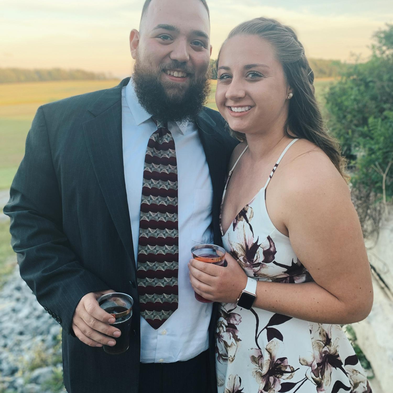Our first picture together at our first wedding together! September of 2019.