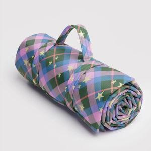 Puffy Picnic Blanket Green Star Plaid - Baggu