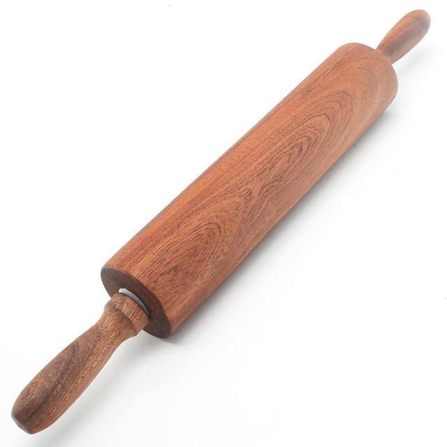 TUSIWIT Classic Sapele Wood Rolling Pin With Handles,Baking Wooden Rolling Pin Large (17.3"L x 2.3"W)