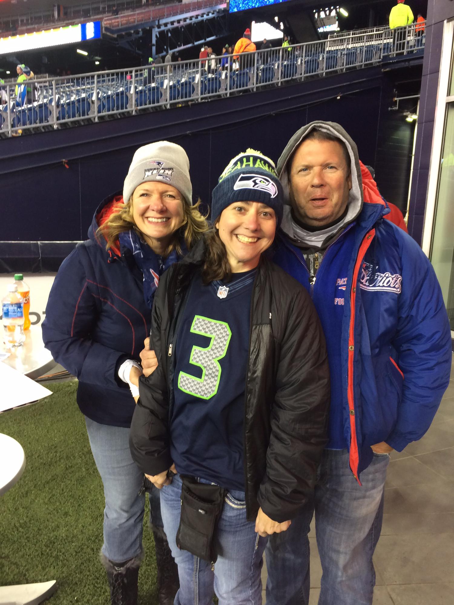 Showing Kmo a good time at the Pats vs Seahawks game
