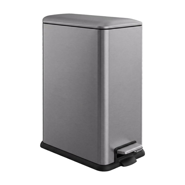 JM ·YIPENG 12 Gallon Slim Trash Can Kitchen, Stainless Steel Large Trash Can with Lid, Removal Inner Bucket, Pedal Kitchen Trash Can 45 Liter, Kohler Grey