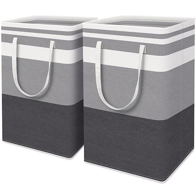 HomeHacks 2-Pack Large Laundry Basket,75L Each Waterproof, Freestanding Laundry Hamper, Collapsible Tall Clothes Hamper with Extended Handles for Clothes Toys in the Dorm and Family-Gradient Grey