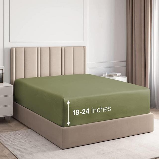 Extra Deep Pocket Fitted Sheet - Single Fitted Sheet Only - Extra Deep Pockets Queen Size Sheets - Fits 18 in to 24 in Mattress - Extra Deep Queen Fitted Sheet - Deep Pockets That Actually Fits