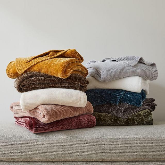 Luxe Chenille Dusty Blush Throw