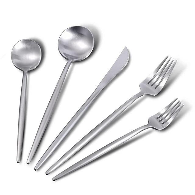 Bitadze Matte Silverware Set,Satin Finish Stainless Steel Modern Flatware Set,Tableware Cutlery Set for Home and Restaurant,Wedding Gift Dishwasher Safe (silver, 20)