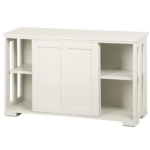 YAHEETECH Kitchen Storage Sideboard with Sliding Door Stackable Buffet Cabinet Cupboard for Kitchen Dining Room, Antique White