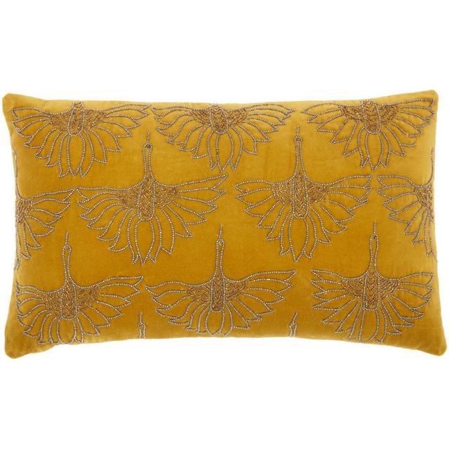 12"x20" Sofia Beaded Flowers Throw Pillow Gold - Mina Victory