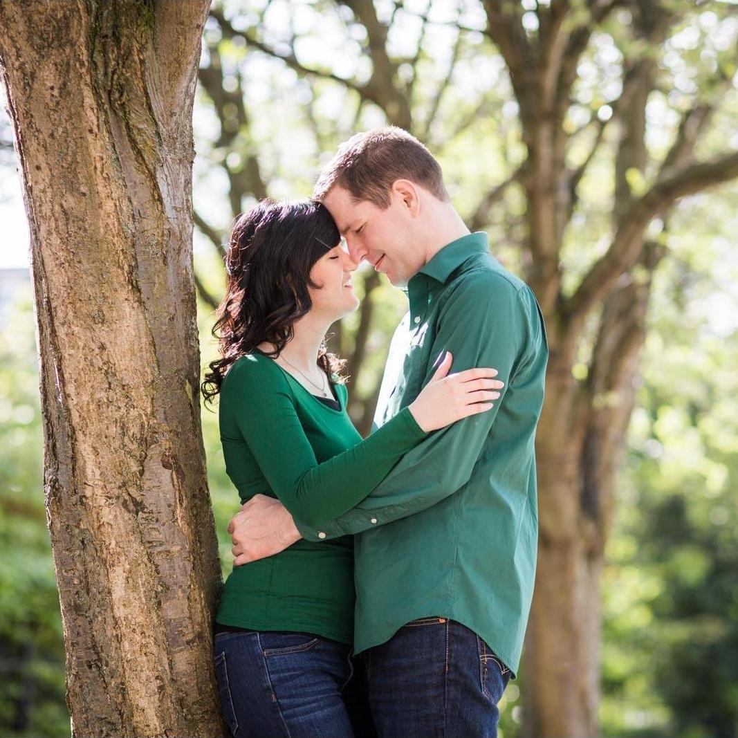 Us in the park during our engagements. Just thinking about our love <3