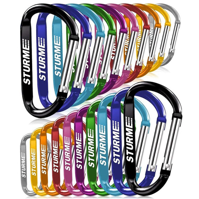 20pcs 2.7" Carabiner Clip Durable Carabeaner Hooks Small Carabiner D Clip