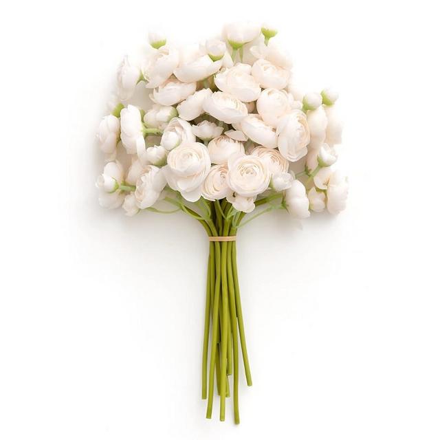 Ling's Moment Ranunculus Artificial Flower, Faux Silk Mini Ranunculus Flowers for DIY Bouquet, Bulk Fake Wedding Filler Flowers for Centerpieces Arrangements Bridal Shower Decorations, Cream