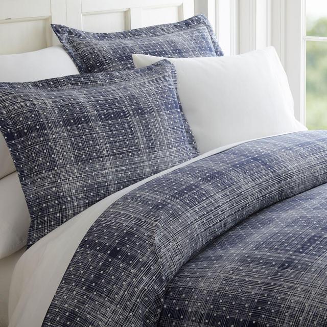 Polka Dot Queen Duvet Cover Set in Navy